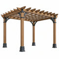 Pergola ogrodowa 400 x 300 x 250 cm z drewna brązowa z otwartym dachem klasyczna