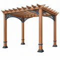 Pergola ogrodowa 300 x 300 x 250 cm z drewna brązowa z ażurowym dachem