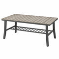 Stolik kawowy ogrodowy 120 x 60 x 45 cm z aluminiową ramą szaro czarny z dolną półką