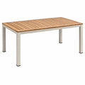 Stół ogrodowy 150 x 90 x 75 cm z drewnianym blatem i aluminiową ramą biały brązowy nowoczesny