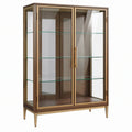 Witryna 100 x 40 x 180 cm z drewna i szkła brązowo-złota dwudrzwiowa w stylu klasycznym